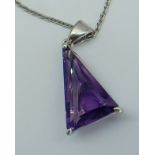 PENDANT with SILVER 925 RHODIUM with AMETHYST - BRAZIL - 10.22 Cts - Certificate GFCO Swiss Laborat