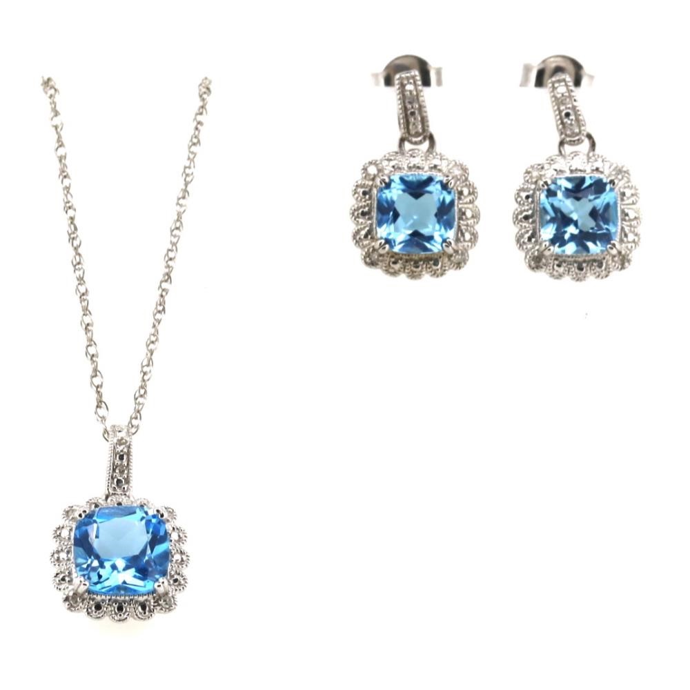 BEAUTIFUL SET with SILVER 925 with TOPAZ - RING - EARRINGS - PENDANT - 6.30 Cts - BRAZIL - Certific - Image 2 of 6