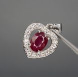 NATURAL RUBY PENDANT with SILVER 925 - MOZAMBIQUE - 2.94 Grams - Certificate GFCO Swiss Laboratory