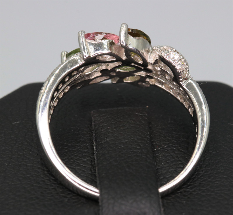 SILVER 925 RING with NATURAL TOURMALINES - MOZAMBIQUE - 15.30 Cts - Certificate GFCO Swiss Laborator - Image 4 of 5