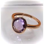 14K YELLOW GOLD RING with AMETHYST - 2.48 Grams - Certificate GFCO Swiss Laboratory