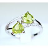 RING SILVER 925 with NATURAL PERIDOT - 2.83 Grams - HIMALAYA - Certificate GFCO Swiss Laboratory