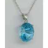 SILVER 925 PENDANT with TOPAZ - 13.43 Cts - Certificate GFCO Swiss Laboratory