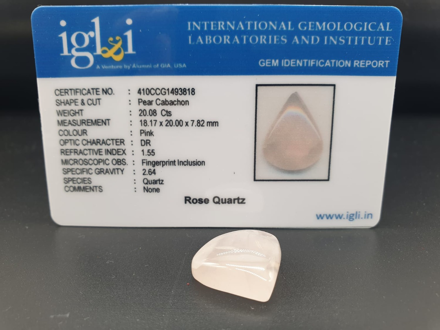 10.97ct grey moonstone PLUS 20.08ct rose quartz, both IGL&I certified - Image 5 of 8