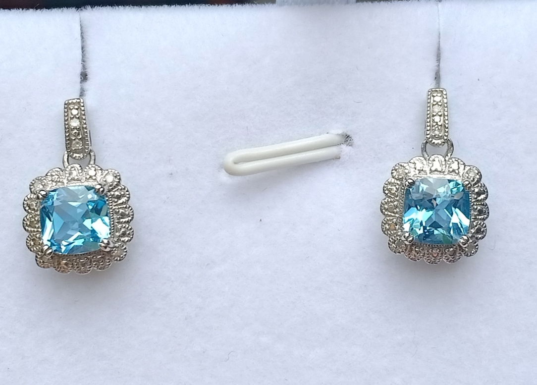 BEAUTIFUL SET with SILVER 925 with TOPAZ - RING - EARRINGS - PENDANT - 6.30 Cts - BRAZIL - Certific - Image 5 of 6