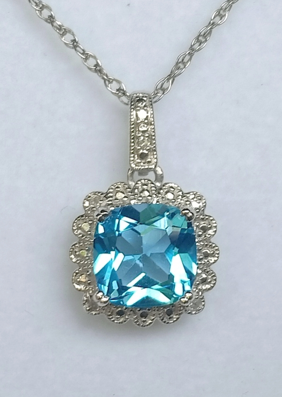 BEAUTIFUL SET with SILVER 925 with TOPAZ - RING - EARRINGS - PENDANT - 6.30 Cts - BRAZIL - Certific - Image 4 of 6