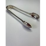 Antique pair of Silver SUGAR TONGS, having clear hallmark for Henry Wilkinson. Sheffield 1890.