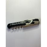 Vintage 1960's/70's PENKNIFE advertising Black & Whyte Scotch Whisky. Complete with corkscrew and