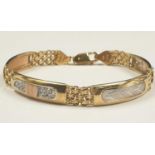 18ct Yellow and Rose Gold Bracelet with stone settings, marked GRAZIELLA. 15g 19cm