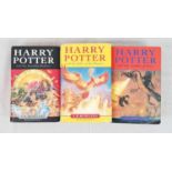 Three First Edition Hardback Harry Potter Books. Order of the Phoenix, Deathly Hallows and Goblet of