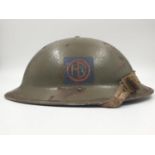 WW2 British Brodie Helmet with insignia of the Highland Division.