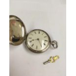 Antique large silver verge fusee full HUNTER POCKET WATCH with diamond end stone. George Smith &