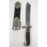 German WW2 RAD subordinate Hewer dagger with stags horn grip, stylised eagle pommel in original