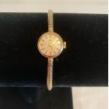 Vintage 9ct gold Tissot ladies 1950's cocktail watch. Strap and watch both have full UK hallmark for