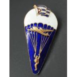 Cuban airborne JUMP BADGE. Brass, screwback, hot-enamelled. From Communist period.