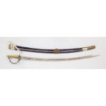 Indian Cavalry Sabre with brass hose head hilt.