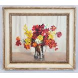 A beautiful floral still-life. Oil on canvas by famous Australian artist, Longstaff. Comes in