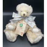 Limited Edition Hermann TEDDY BEAR. made of White Mohair. No 1604 of 2000 pieces.