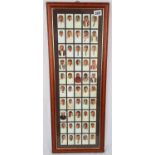 50 x Cigarette CARDS in a frame. Pictures depicting Captains of English Counties, probably early