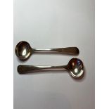 Pair of Antique George III Silver salt spoons. Larger than usual at 9.35cm. Clear Hallmark for