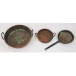 3 WW1 Washing/Cooking Utensils. A Large Water Pan (35cm dia), a Food Dish(22cm dia) and a Food