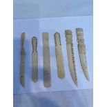 Antique collection of Bone/Ivory LETTER OPENERS and PAGE TURNERS. Some having intricate carving