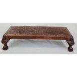 A vintage 'Georgian style' walnut foot stool, with a plush velvety cushion for supreme comfort. 90cm