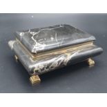 Marble Cigarette Box. Hinged and standing on 4 feet. 1.318g 16 x 12.5 cm Slight damage at one
