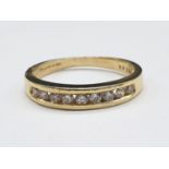 18ct yellow gold diamond 1/2 eternity ring size J 1/2 and weighs 2.5g.