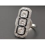 Vintage Art Deco Style 18ct White Gold Trilogy Diamond RING over 2ct of quality Diamonds in total.