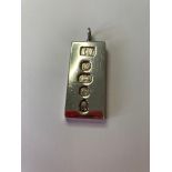 Vintage Solid Silver Ingot PENDANT. Clear Hallmark for Sheffield 1977. Thicker than many Ingots. 4.