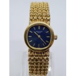 Vintage Patek Philippe Geneve Ladies 18ct Gold Wrist WATCH. with blue face and solid Gold strap.