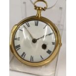 Antique c1700's Yellow Metal Verge Fusee POCKET WATCH (Egyptian Pillars) working but sold with no