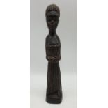 Carved wooden African female Figure from Congo, 30cm tall