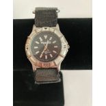 Wrangler Vintage WRISTWATCH. Black Face Model with Silver Tone Bezel. Luminous Hands and Second