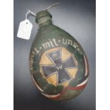 A WW1 Imperial German water bottle. Decorated with a post-war painting. 21cm