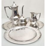 An attractive, Vintage TEA Silver plate, tea service set with two serving trays