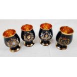 Four Commemorative Royal Goblets hand decorated with best 24ct gold and kiln fired.