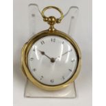 Antique yellow metal. 1700's verge fusee POCKET WATCH, working but no guarantees.