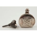 Beautiful silver miniature perfume bottle and funnel. 9.1g