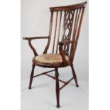 An Antique Edwardian Highback Mahogany chair. Cushion in need of restoration work.