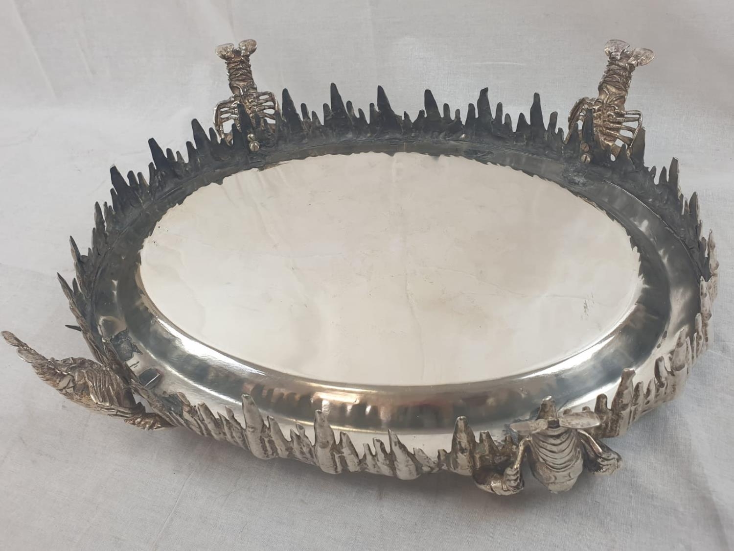 A VERY RARE SPANISH SILVER LOBSTER SERVING TRAY CIRCA 1920 , 4.2KG AND 50 X 35 CMS. AN INTERESTING - Bild 8 aus 10