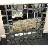 A modern design "squares" mirror, 88x88cm