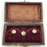 3 White Metal Bachelor Buttons in Original Box.