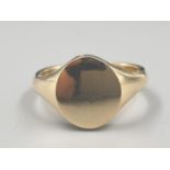 18CT YELLOW GOLD SIGNET RING 11.3G SIZE R