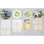 4 Limited Edition Ceramic Plates. Including, Comfort and Joy, for Marie Curie by Royal Grafton and