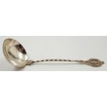 An Antique Silver Maltese Punch Spoon. Twisted stem with decorative shell at base. Stunning