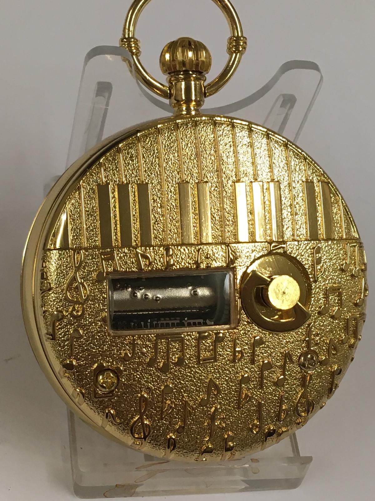 Musical full hunter pocket watch , working and mechanical music playing is functional - Image 4 of 4