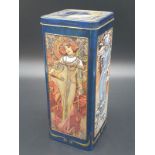 Tin decorated with Alphonse Mucha's paintings