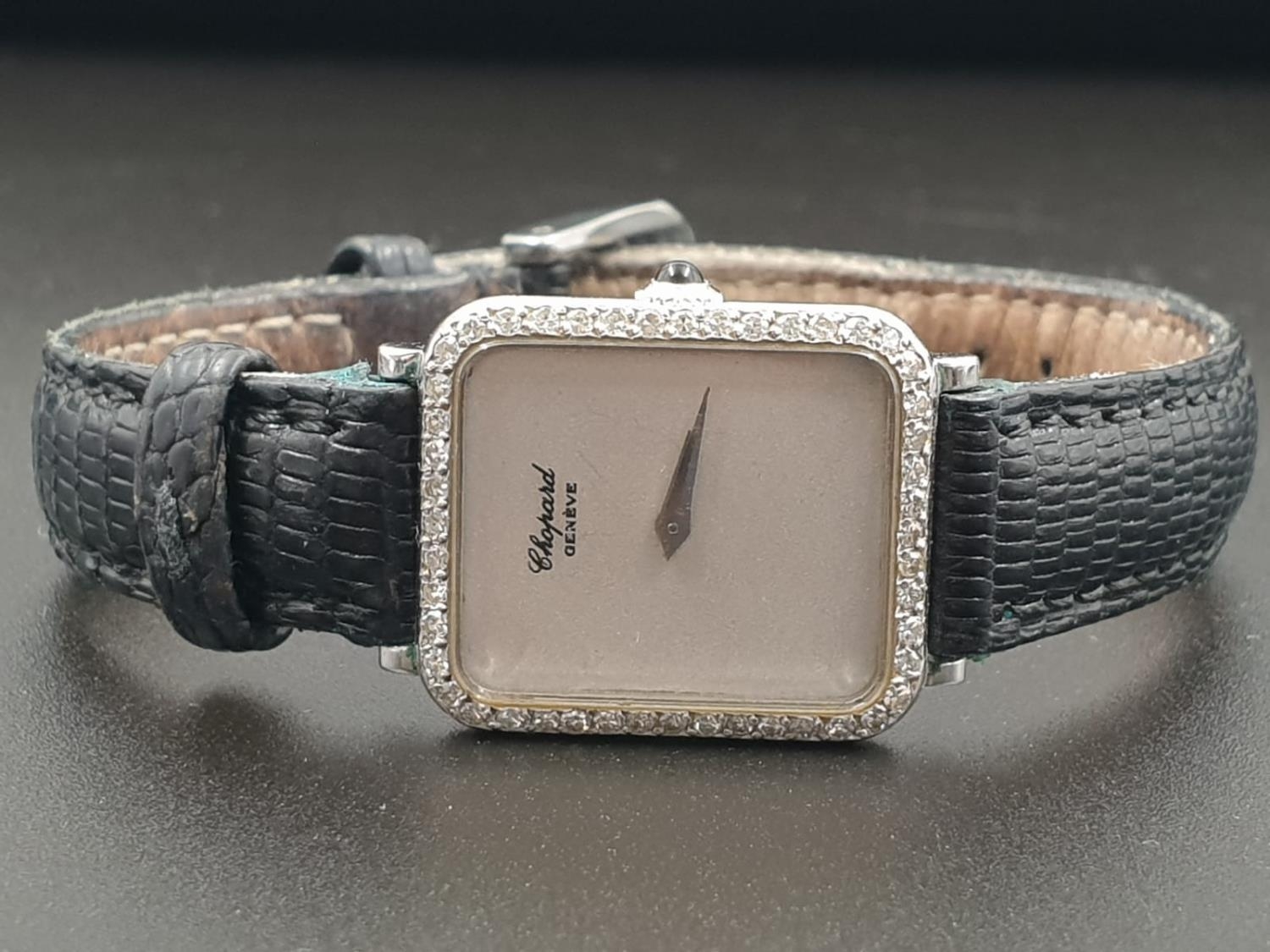 Chopard Ladies WRISTWATCH with Diamond Bezel, manual movement. Leather Strap. 20mm - Image 4 of 8